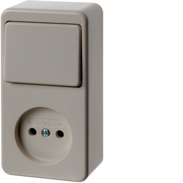 Hager Berker Interruptor Combinado Toma de Corriente Sin Contacto de Tierra Superficie Blanco - 61673640