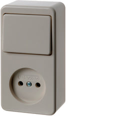 Hager Berker Interruptor Combinado Toma de Corriente Sin Contacto de Tierra Superficie Blanco - 61673640