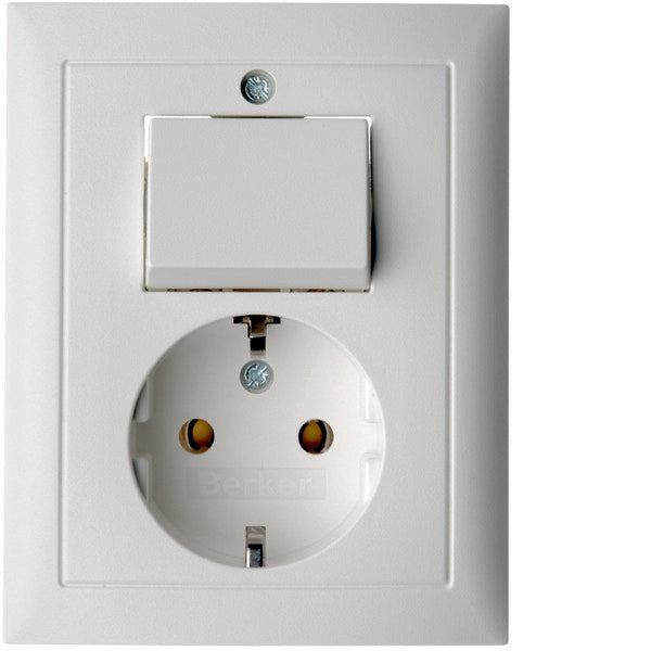 Hager Berker S1 Interruptor Combinado Toma de Corriente Blanco Polar Mate - 6143561949
