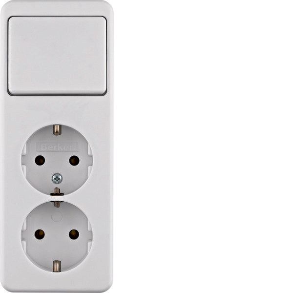 Interruptor combinado Hager Berker de doble toma de corriente para montaje en superficie - 61402649