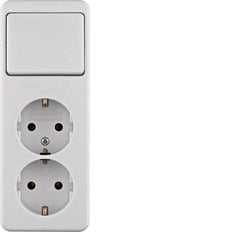 Interruptor combinado Hager Berker de doble toma de corriente para montaje en superficie - 61402649