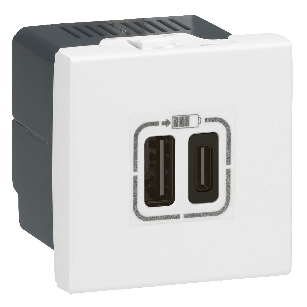 Legrand Mosaic Cargador USB Tipo A+C 2 Módulos Blanco - 077592