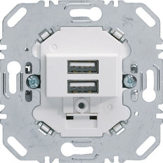 Hager Berker 230V 2-Gang USB Charging Socket Outlet 3A Matte White - 260209