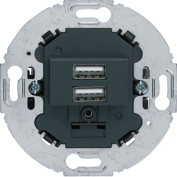 Hager Berker 230V Toma de carga USB 2 Gang 3.0A S1930 Anillo redondo - 260215