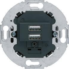 Hager Berker 230V Toma de carga USB 2 Gang 3.0A S1930 Anillo redondo - 260215