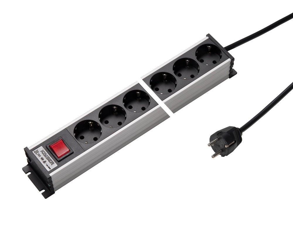 Regleta de enchufes de aluminio de 6 vías con cable interruptor Martin Kaiser - 1301ZL6SW15 [10 Piezas]