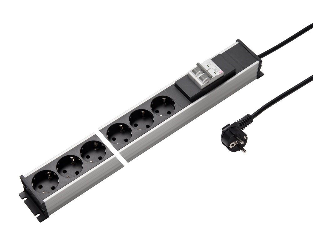 Martin Kaiser Regleta de aluminio de 6 vías con disyuntor de 10A y cable de 3M - 1336ZL6SW3 [10 Piezas]