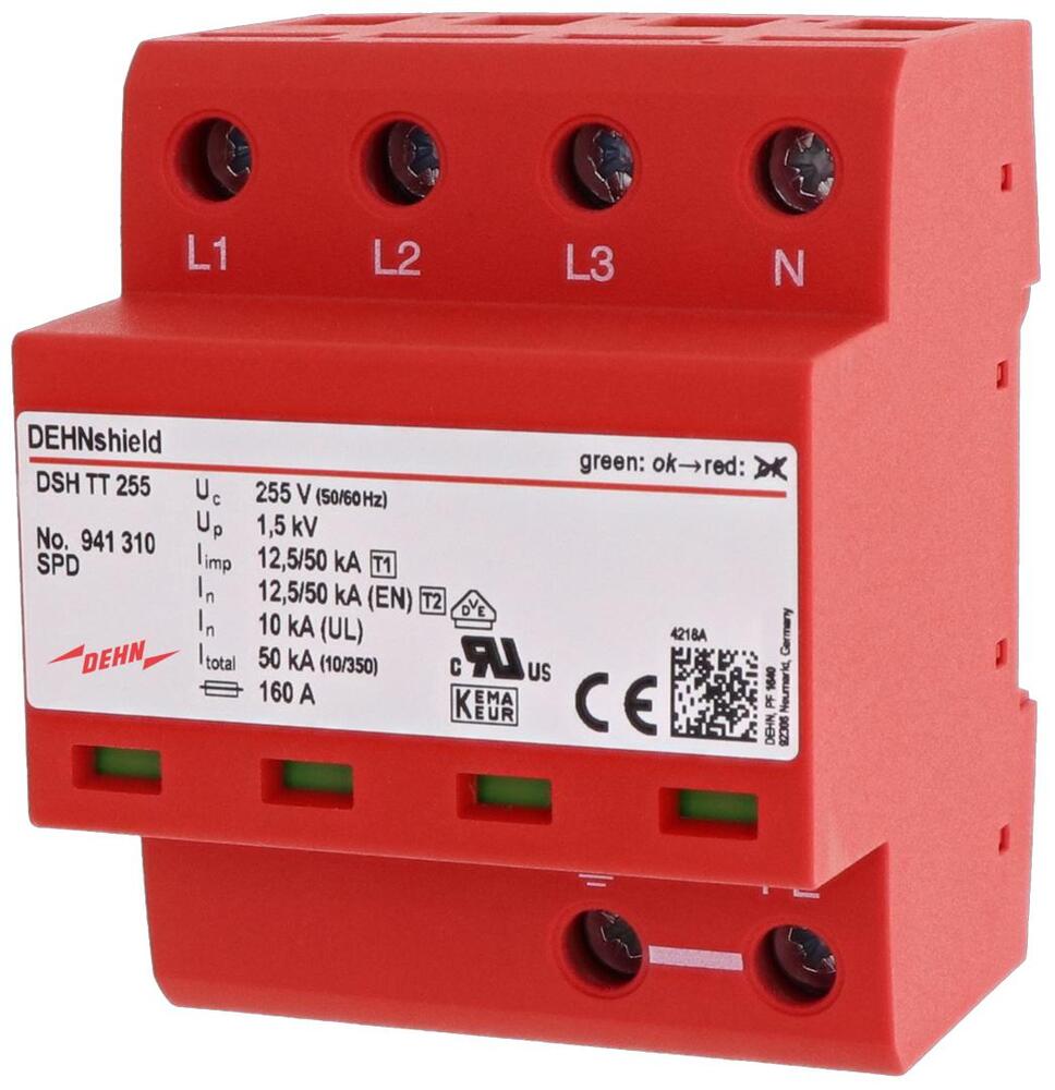 Descargador combinado trifásico Dehnshield Tipo 1+2 TT 255 DSH - 941310