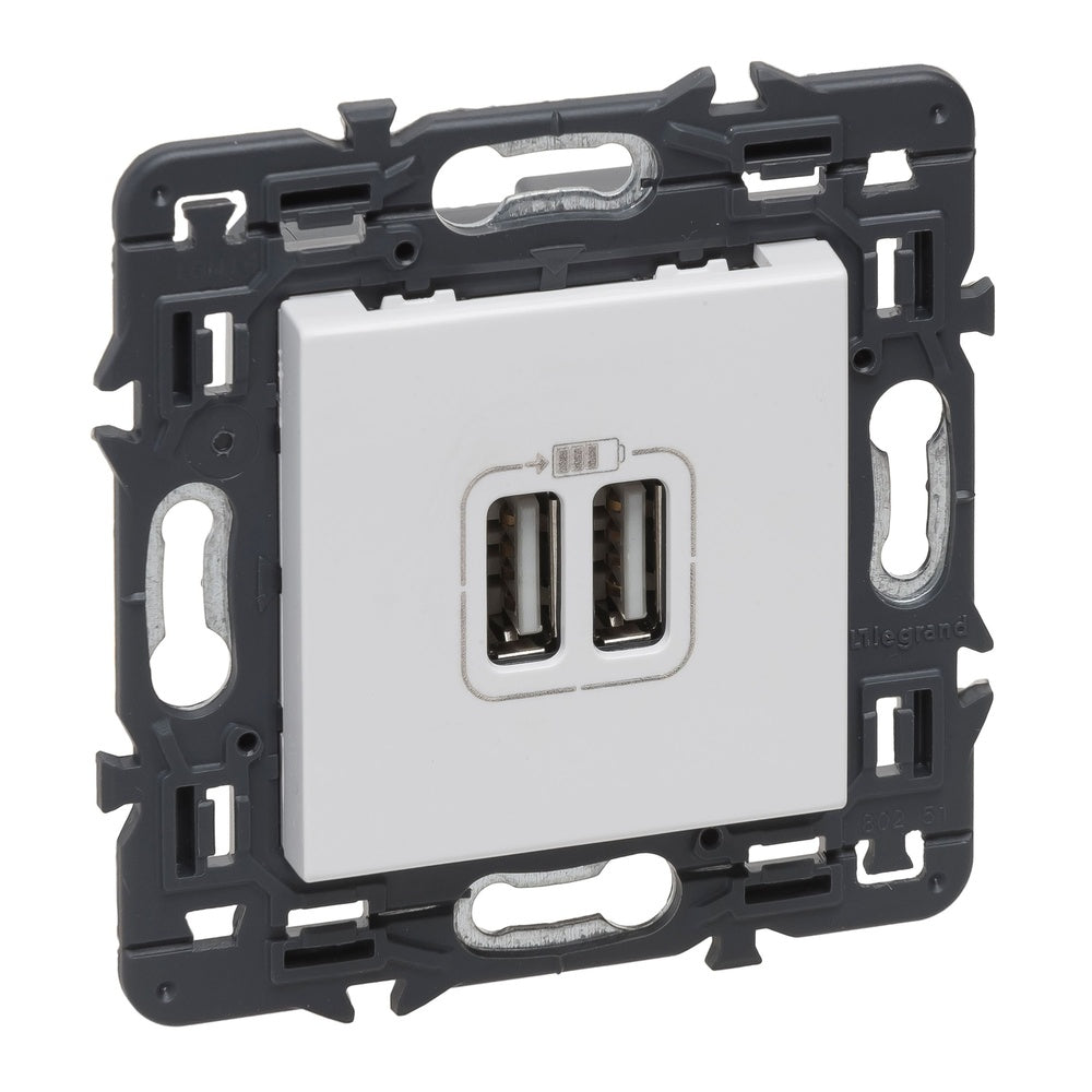 Legrand Enchufe de Pared de 2 Puertos USB Tipo A Blanco Dispositivo Completo Con Tornillo - 741231