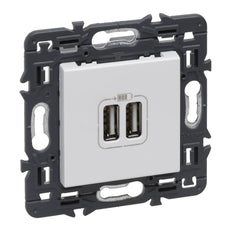 Legrand Enchufe de Pared de 2 Puertos USB Tipo A Blanco Dispositivo Completo Con Tornillo - 741231