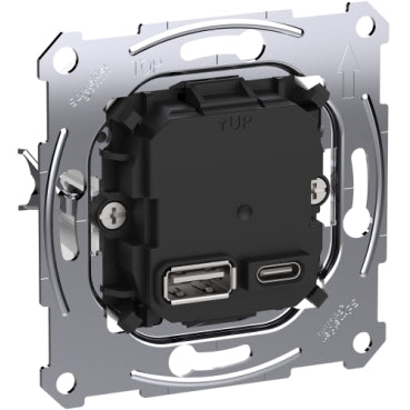 Schneider Merten Cargador USB Tipo A y C 45W PD - MTN4366-0120