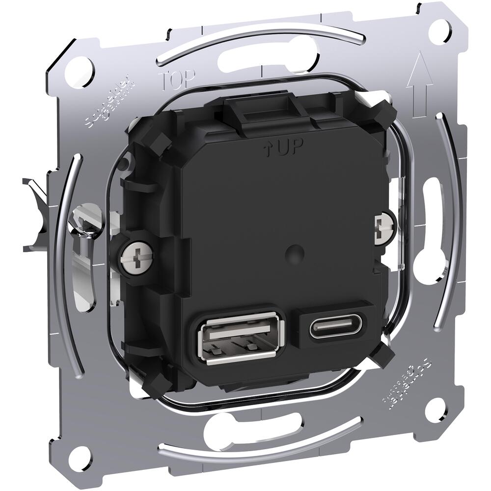 Schneider Merten Cargador USB Tipo A y C 45W PD - MTN4366-0120