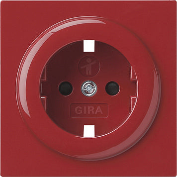 Gira Tapa para toma de corriente con toma de tierra y obturador Rojo - 092143
