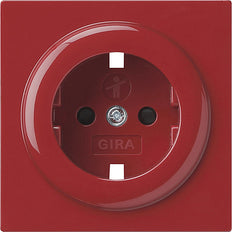 Gira Tapa para toma de corriente con toma de tierra y obturador Rojo - 092143