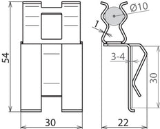 Dehn DC BK 10 FL30 STBLANK Abrazadera de refuerzo para RD 10mm - 308142 [2 piezas]