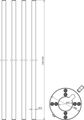 Juego Dehn De Fijación Para Varillas Terminales Laterales De Aire StSt D10mm - 819184