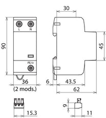 DEHN DSH TN 255 FM Pararrayos Combinado DEHNshield Tipo 1+2 Para Monofásico - 941205