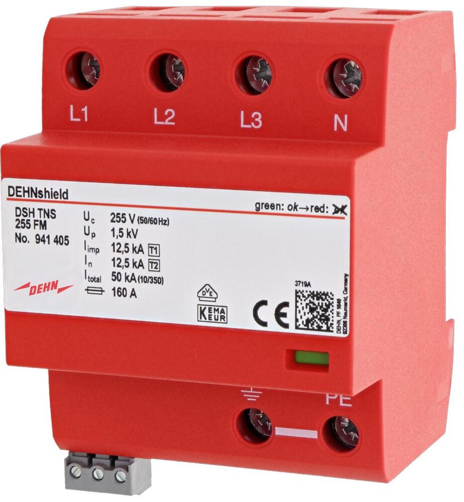 Dehn DSH TNS 255 FM Descargador Combinado Tipo 1+2 Para Trifásico TN-S - 941405