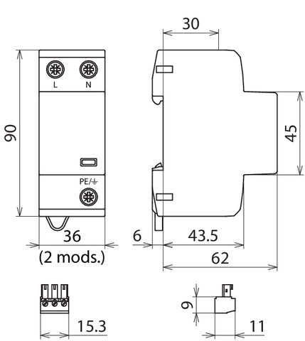 Dehn DSH B Descargador Combinado Tipo 1+2 Para TT Monofásico - 941116