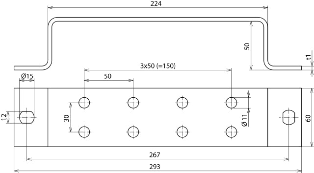 Barra colectora de puesta a tierra de acero inoxidable Dehn con terminales 2x4 - 472129