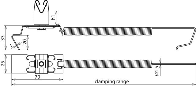 Dehn Spanngrip Soporte de Conductor de Techo Ligero H 32mm Rd 8mm V2A - 206449