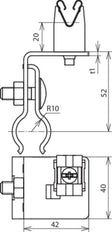 Dehn Al/StSt Soporte de Conductor de Techo Para Techos de Hojalata Bead Rd 20mm - 223041