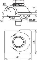 Abrazadera Dehn MV con tornillo hexagonal y arandela elástica - 392050 [2 unidades]