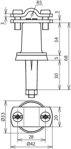 Soporte de Conductor de Techo Dehn con Grapa de Dos Tornillos y Espaciador - 216000