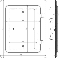 Puerta de inspección de acero inoxidable Dehn con llave cuadrada 290x230mm - 476020