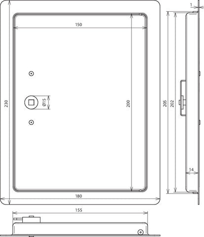 Puerta de inspección Dehn con llave cuadrada 230x180mm - 476001