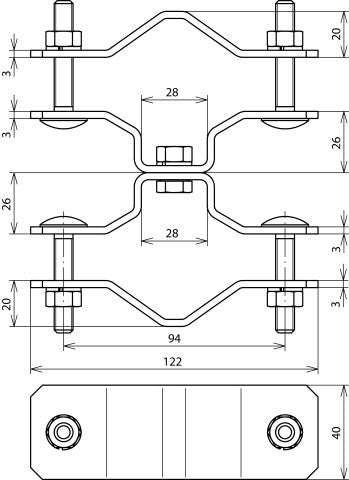 Abrazadera de barandilla Dehn para tubos DEHNiso Combi D48-60mm D50mm V2A - 105354