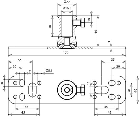 Dehn Placa De Fijación StSt Con Zócalo Zdc D 16mm Para Dehniso - 106127