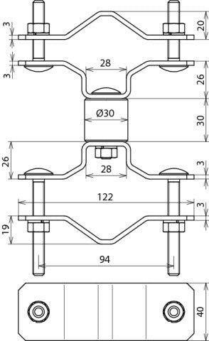 Abrazadera de fijación Dehn BSC D40 D45.65 V2A para tubos con espaciador - 105161