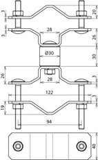 Abrazadera de fijación Dehn BSC D40 D45.65 V2A para tubos con espaciador - 105161