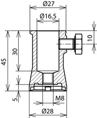 Casquillo de montaje Dehn con orificio para tornillo de bloqueo 16,2 mm ZDC - 106126