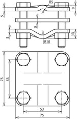 Dehn Conector De Varilla De Tierra Para Cables De 20-30mm Rd 8-12.5mm Fl-40mm - 610010