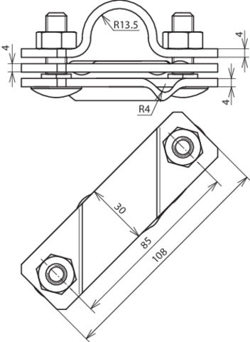 Dehn Abrazadera De Conexión Para Varilla Tubular De Tierra St Tzn D 27mm - 640015