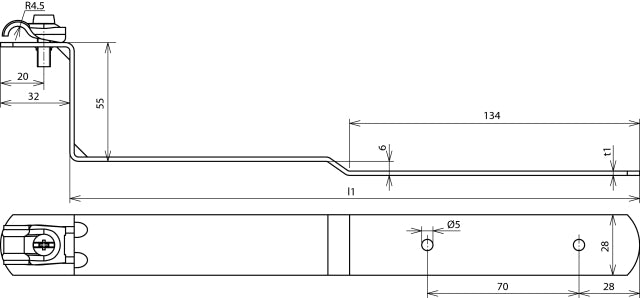 Dehn Cu Soporte De Conductor De Techo Para Rd 6-10mm Con Abrazadera L 260mm - 202017