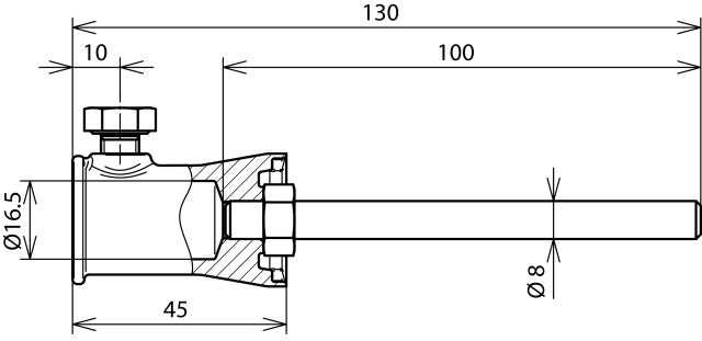 Dehn Adaptador De Fijación D 16mm Recto ZDC/StSt Para Dehniso - 106340