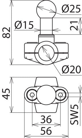 Dehn Punta de Bola Fija D 25MM Abrazadera Tipo A Conductor Redondo - 725020
