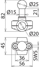 Dehn Punta de Bola Fija D 25MM Abrazadera Tipo A Conductor Redondo - 725020