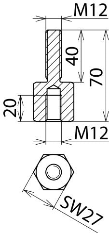 Dehn Conector Tipo Atornillado M12 Rosca Hembra M12x40 - 705504