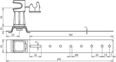 Dehn Soporte de Conductor de Techo Al Plástico Marrón H36mm Rd 8mm L205 - 204171 [2 piezas]