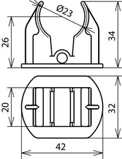 Adaptador Dehn D23mm Para Accesorio De Montaje En Techo De Conductor HVI - 253027 [2 piezas]
