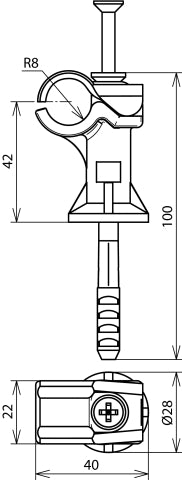 DEHNfix Soporte De Caña Con Taco De Impacto D 8m Gris - 252000 [2 piezas]