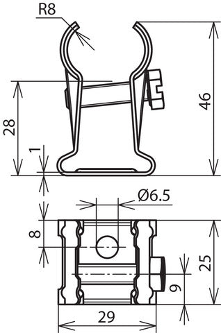 Soporte de varilla de acero inoxidable para soporte de pared de 13-16 mm con orificio de 6,5 mm - 275019 [2 piezas]