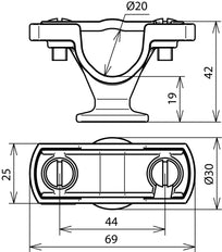 Dehn Cond Holder PA Gris Para HVI CUI Cond D 20mm Brida M8 - 275220 [2 piezas]