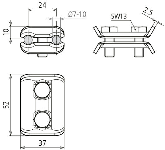 Dehn PV 7.10 SKM8X20 STTZN Conector Paralelo Para RD 7-10mm - 307000 [2 uds.]