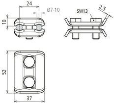 Dehn PV 7.10 SKM8X20 STTZN Conector Paralelo Para RD 7-10mm - 307000 [2 uds.]