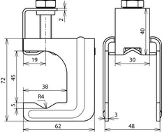 Dehn Abrazadera en U Maxi Para Diámetro 20-32mm O Brida 40x4-5mm - 308036